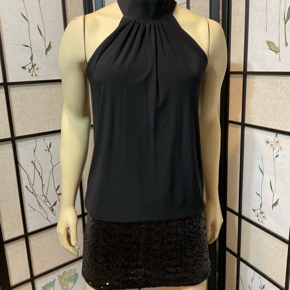 FREDERICK’S of Hollywood Sexy Black Sequin Trimmed Dress
